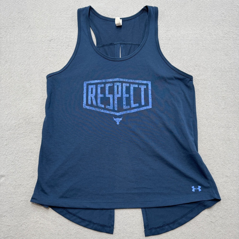 Under Armour Tank Top Womens Small Blue Project Rock HeatGear Loose Fit Training